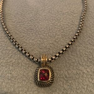 David Yurman Cable with Garnet Necklace